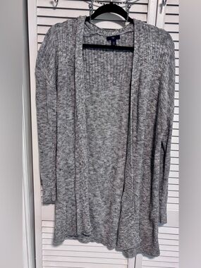 GAP Women's Heather Gray Open-Front Ribbed Cardigan
